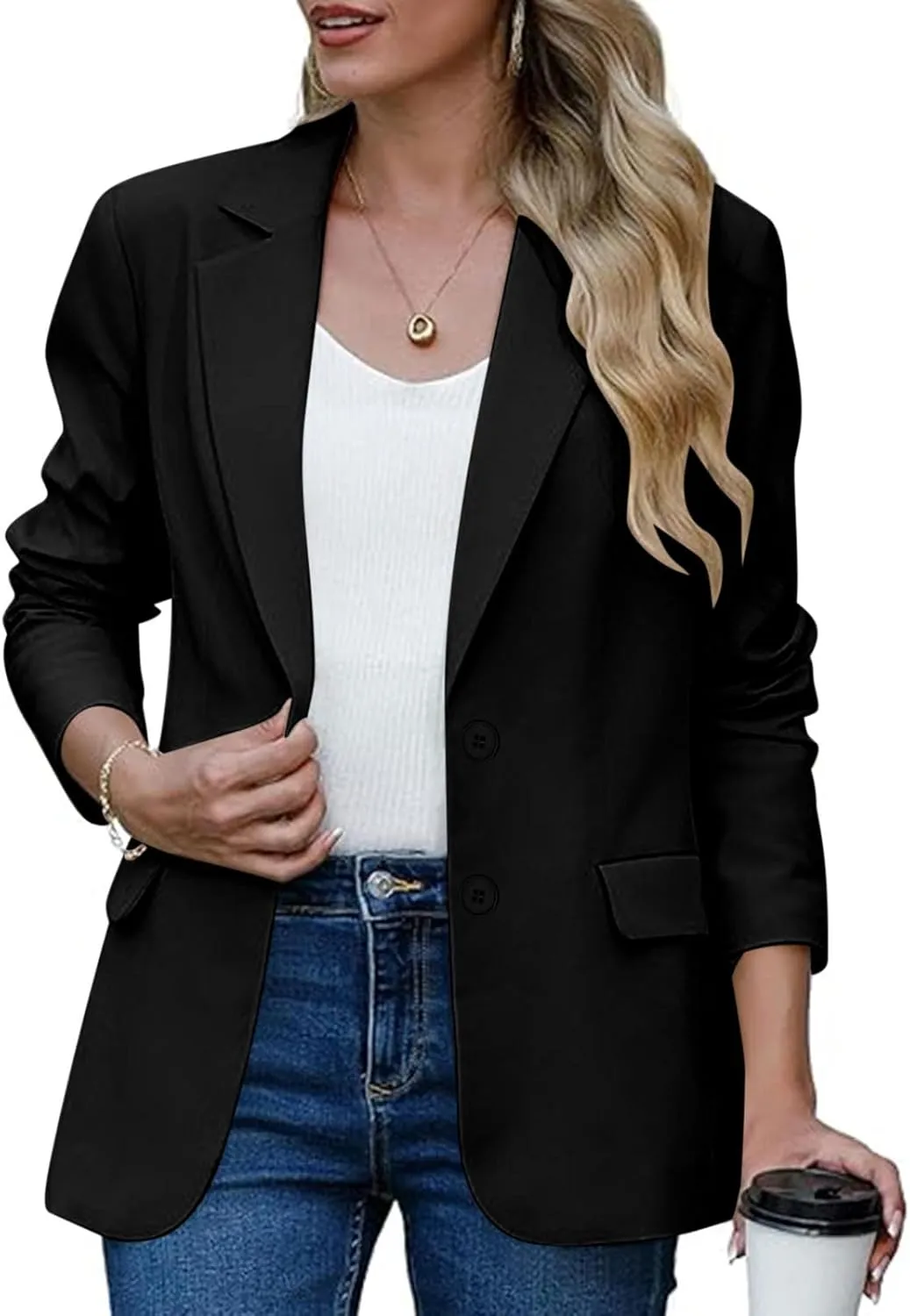Women's Blazers & Suit Jackets Business Casual Long Sleeve Open Front Lightweight Blazer Fall Fashion Work Office Suit