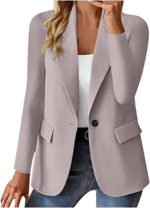 Womens Business Casual Blazer Spring Cardigan Lapel Button Down Solid Suit Jacket with Lined Office Work Clothes 2025