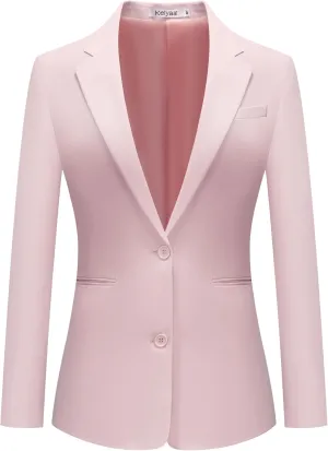 Women's Casual Blazer 2 Buttons Notch Lapel Open Front Long Sleeve Blazers Business Office Work Suit Jackets