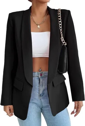 Womens Casual Blazer Long Sleeve Open Front Shawl Collar Slim Jacket Fashion Spring Fall Blazer Jacket Work Office