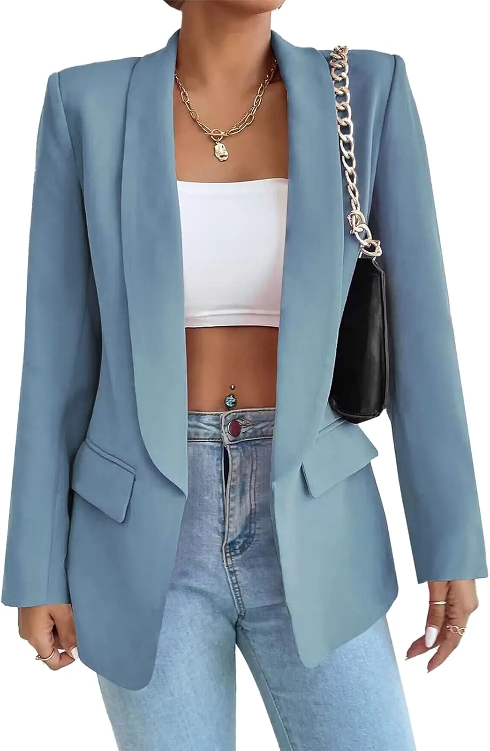 Womens Casual Blazer Long Sleeve Open Front Shawl Collar Slim Jacket Fashion Spring Fall Blazer Jacket Work Office