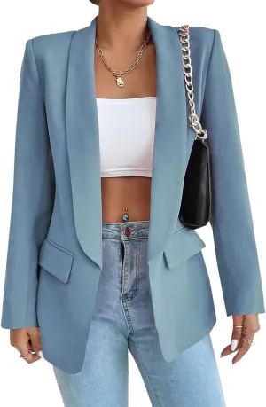 Womens Casual Blazer Long Sleeve Open Front Shawl Collar Slim Jacket Fashion Spring Fall Blazer Jacket Work Office