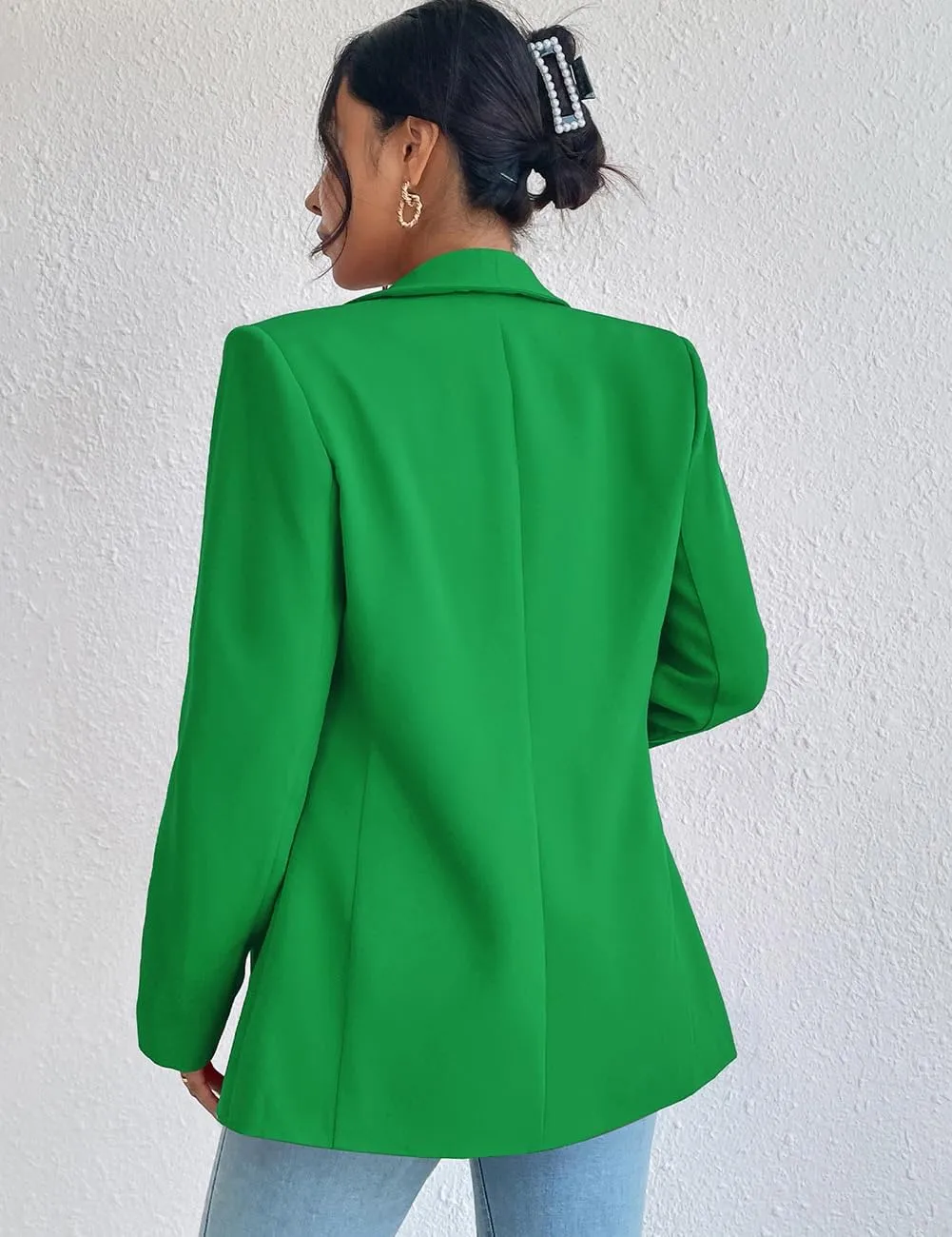 Womens Casual Blazer Long Sleeve Open Front Shawl Collar Slim Jacket Fashion Spring Fall Blazer Jacket Work Office