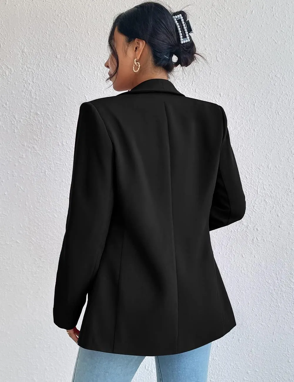Womens Casual Blazer Long Sleeve Open Front Shawl Collar Slim Jacket Fashion Spring Fall Blazer Jacket Work Office
