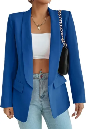 Womens Casual Blazer Long Sleeve Open Front Shawl Collar Slim Jacket Fashion Spring Fall Blazer Jacket Work Office