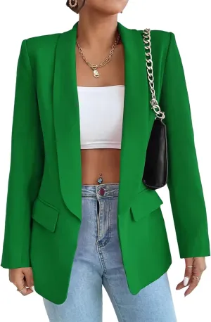 Womens Casual Blazer Long Sleeve Open Front Shawl Collar Slim Jacket Fashion Spring Fall Blazer Jacket Work Office