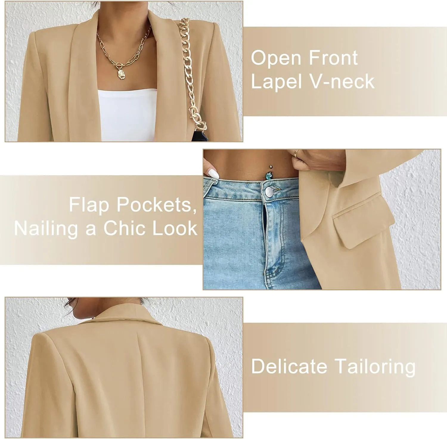 Womens Casual Blazer Long Sleeve Open Front Shawl Collar Slim Jacket Fashion Spring Fall Blazer Jacket Work Office