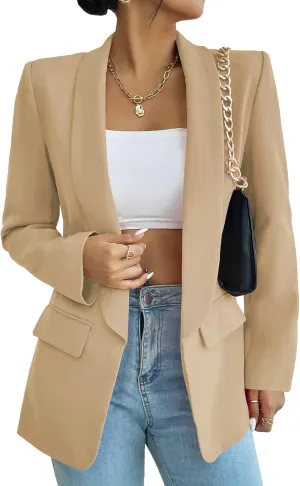 Womens Casual Blazer Long Sleeve Open Front Shawl Collar Slim Jacket Fashion Spring Fall Blazer Jacket Work Office