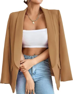 Womens Casual Blazer Long Sleeve Open Front Shawl Collar Slim Jacket Fashion Spring Fall Blazer Jacket Work Office