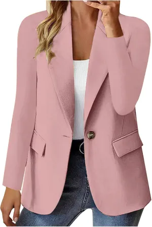 Womens Casual Blazers Stretch Lapel Collar Open Front Work Office Blazer Jacket Long Sleeve Slim Fit Suit Blazer