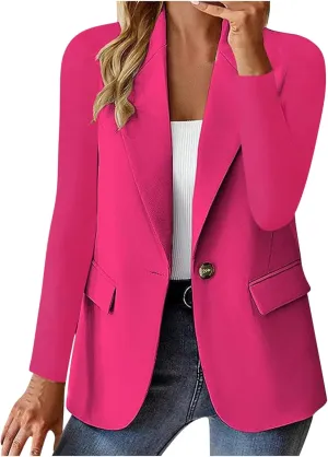 Womens Casual Blazers Stretch Lapel Collar Open Front Work Office Blazer Jacket Long Sleeve Slim Fit Suit Blazer