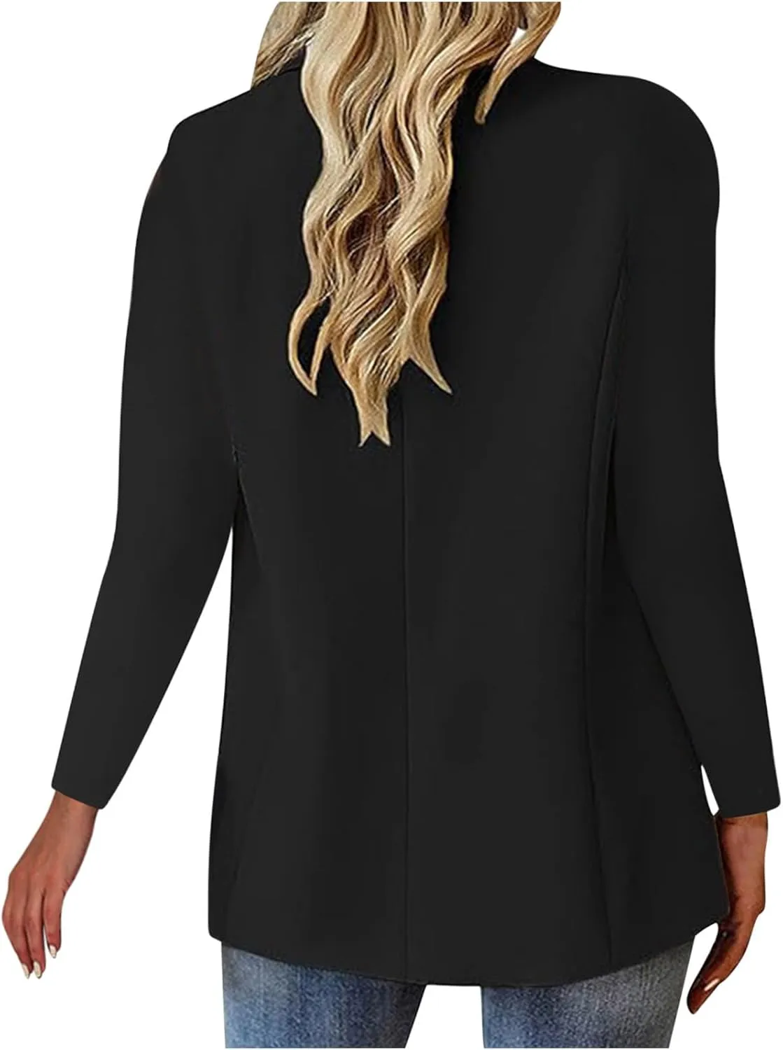 Womens Casual Blazers Stretch Lapel Collar Open Front Work Office Blazer Jacket Long Sleeve Slim Fit Suit Blazer