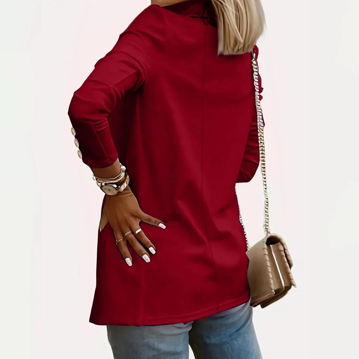 Womens Casual Long Sleeve Blazer Open Front Solid Color Work Office Blazer Jackets Lightweight Stretch Lapel Jackets