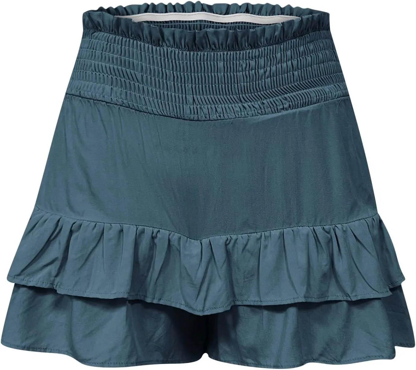 Womens Cotton Linen Bermuda Shorts High Waisted Boho Ruffle Tiered Shorts Loose Pleated Comfy Flowy Summer Pants