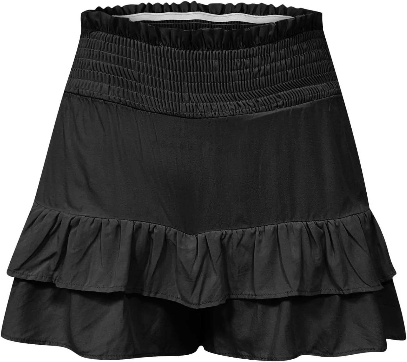 Womens Cotton Linen Bermuda Shorts High Waisted Boho Ruffle Tiered Shorts Loose Pleated Comfy Flowy Summer Pants