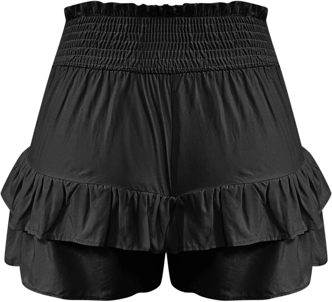 Womens Cotton Linen Bermuda Shorts High Waisted Boho Ruffle Tiered Shorts Loose Pleated Comfy Flowy Summer Pants