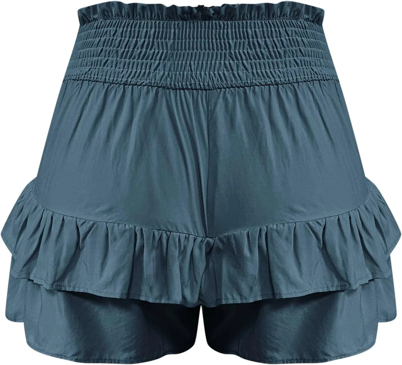 Womens Cotton Linen Bermuda Shorts High Waisted Boho Ruffle Tiered Shorts Loose Pleated Comfy Flowy Summer Pants