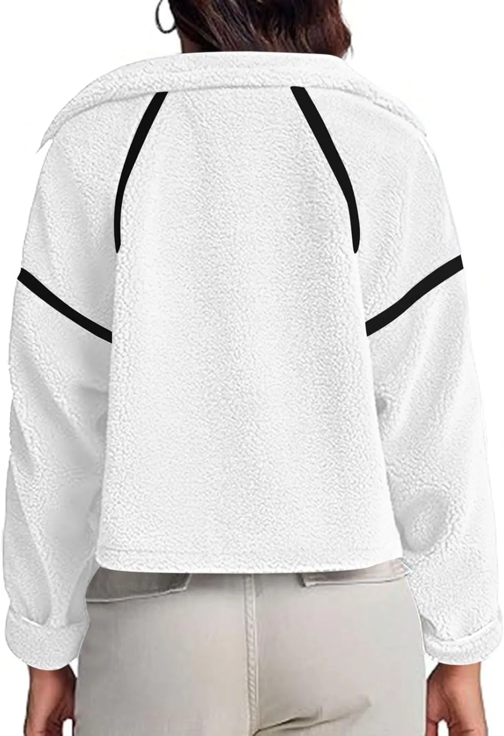 Women's Cropped Sherpa Hoodie Fleece Zip Up Jacket Warm Hooded Sweatshirt for Casual Winter and Fall Outfits
