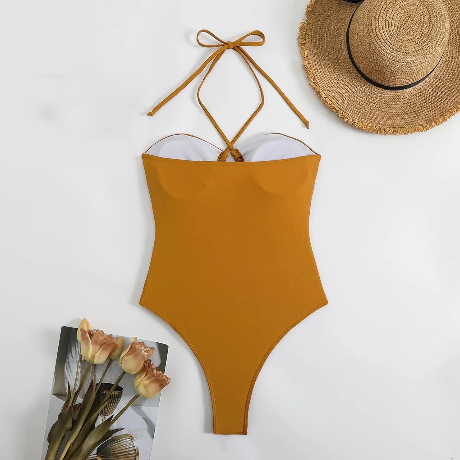 Women's Cutout One Piece Swimsuit Monokinis Sexy Crisscross Front Bathing Suits High Cut Backless Swimwear Swim Suit