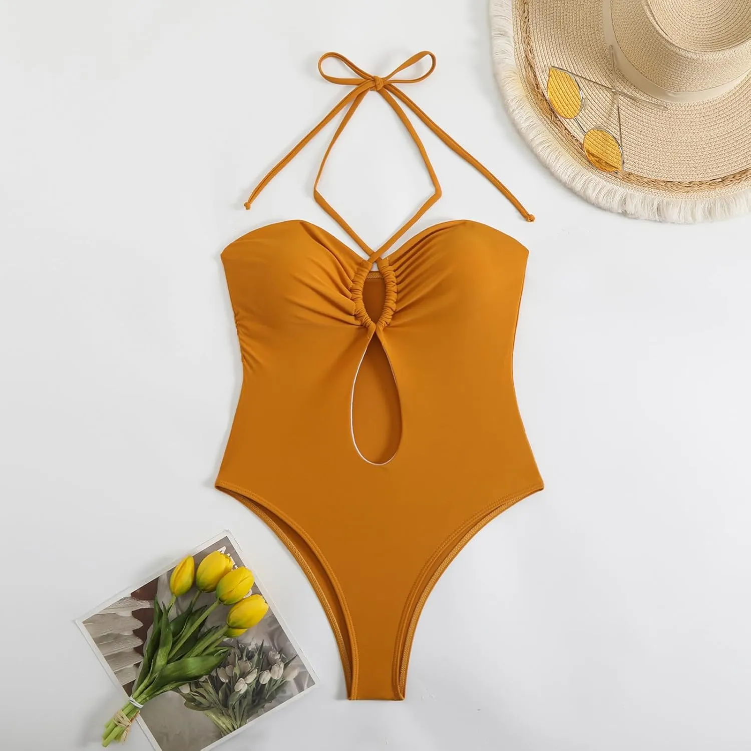 Women's Cutout One Piece Swimsuit Monokinis Sexy Crisscross Front Bathing Suits High Cut Backless Swimwear Swim Suit