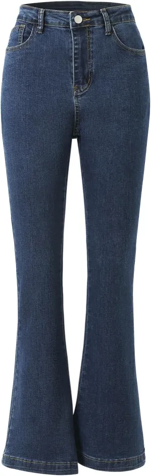 Women's High Waisted Stretch Skinny Flared Classic Bell Bottom Denim Jeans