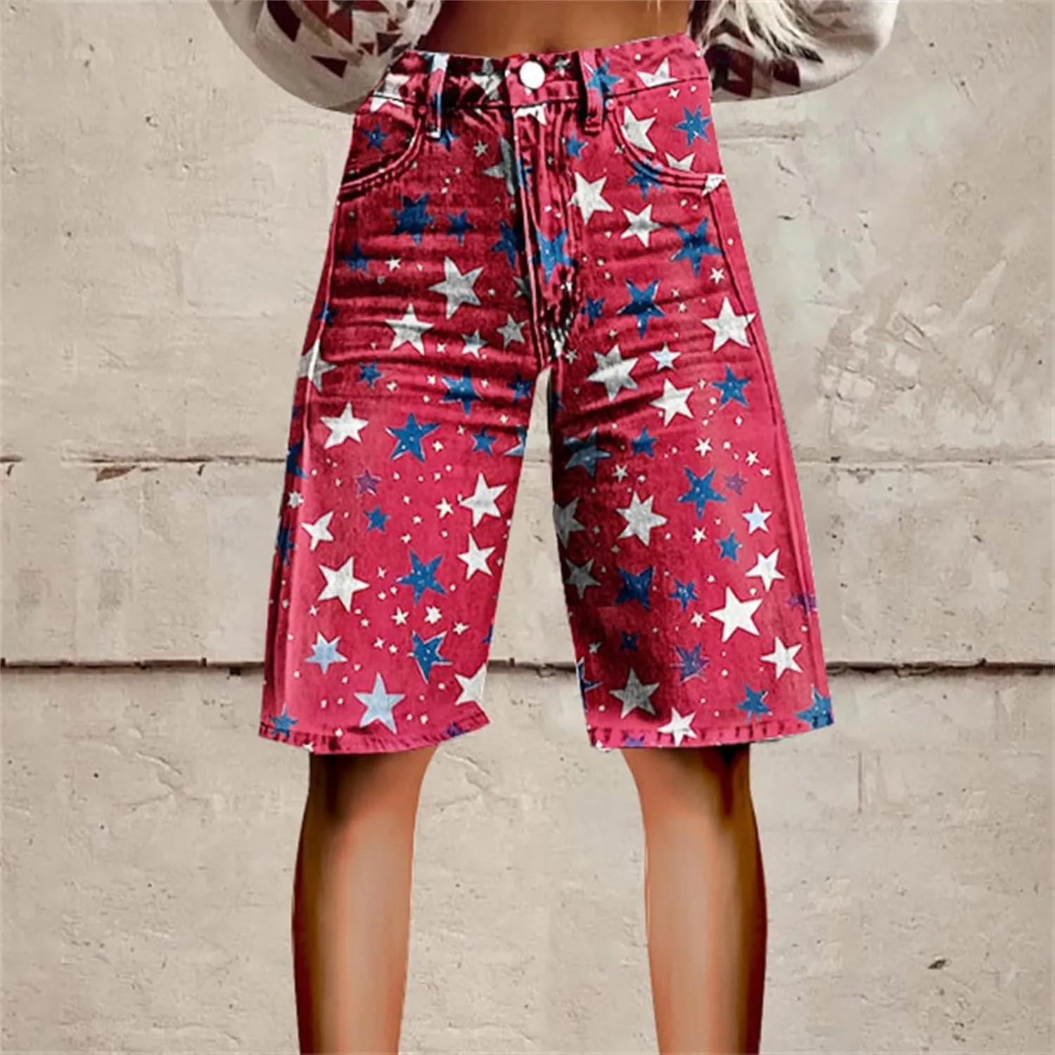 Womens Independence Day Denim Shorts Patriotic American Flag Print High Waisted Short Jeans Outdoor Streetwear Shorts