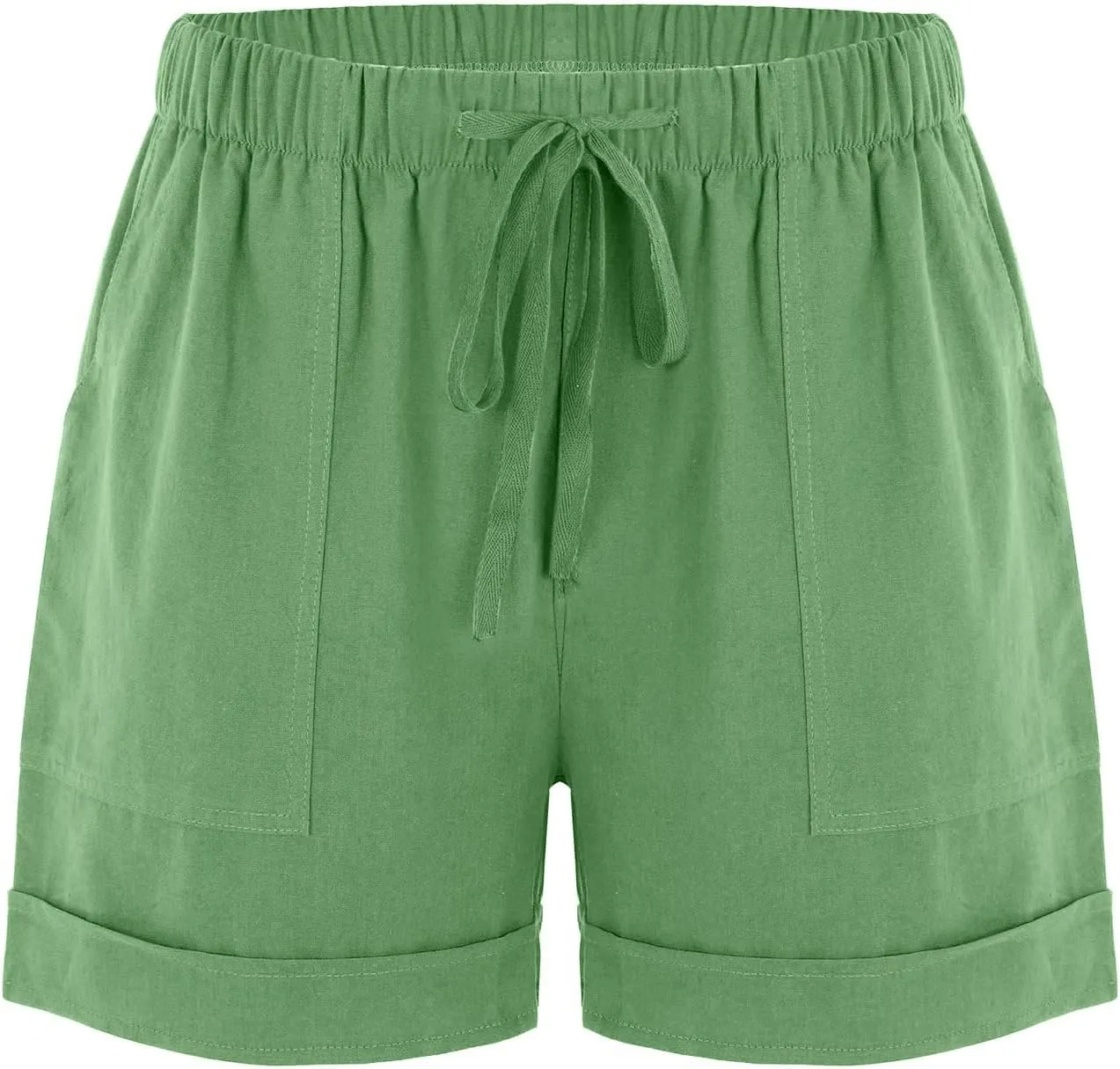 Women's Linen Drawstring Shorts High Waisted Casual Loose Straight Leg Summer Shorts Quick Dry Athletic Shorts with Pockets