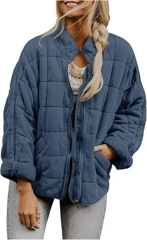 Womens Long-Sleeve Hooded Puffer Coat Jacket Loose Pocket Cotton Jacket Womens Winter Jacket Women Winter Jacket
