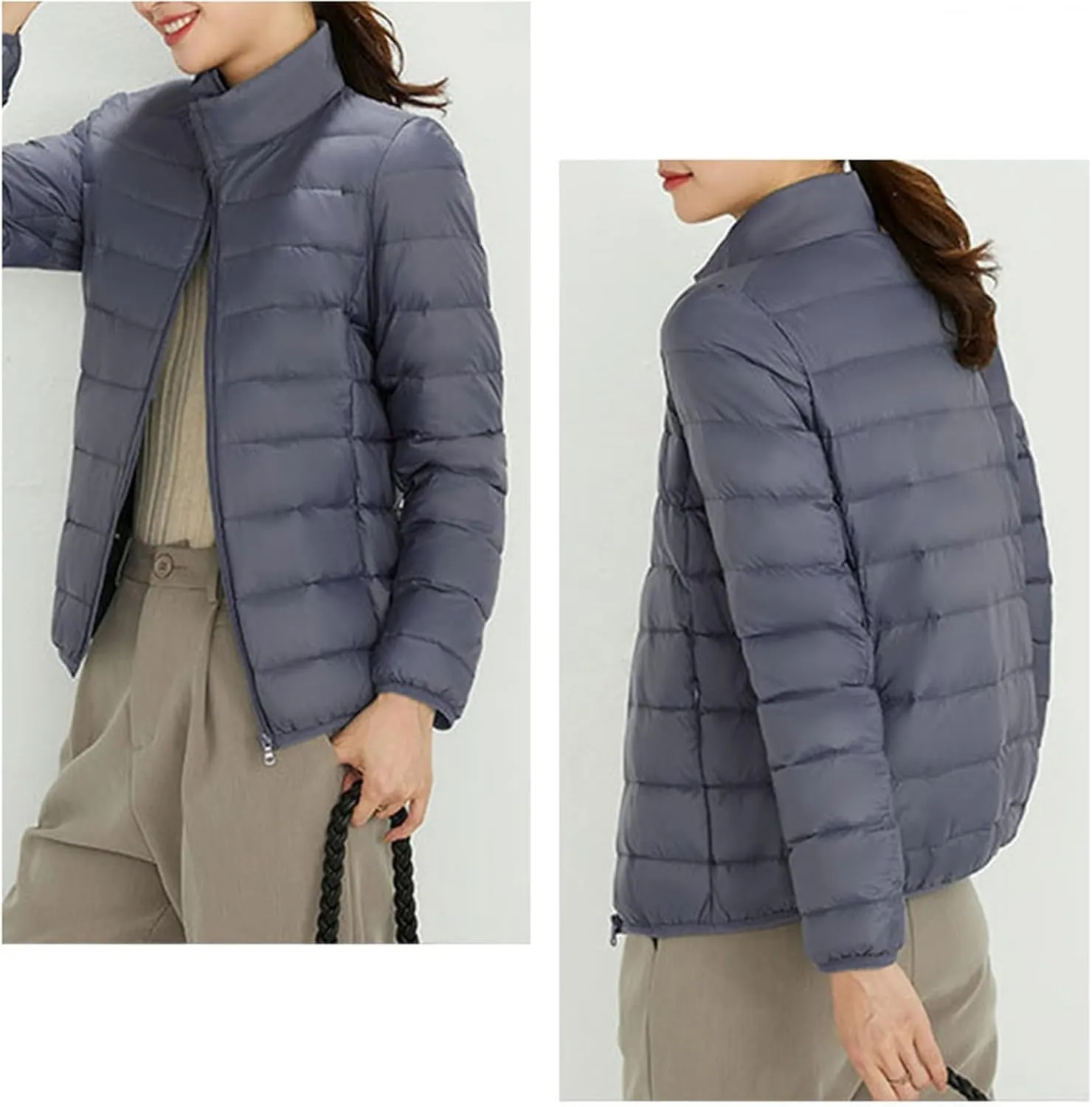 Women's Long Winter Down Coat Womens Lightweight Oversized Long Sleeve Zip Water Jacket Pockets Baggy Short Down