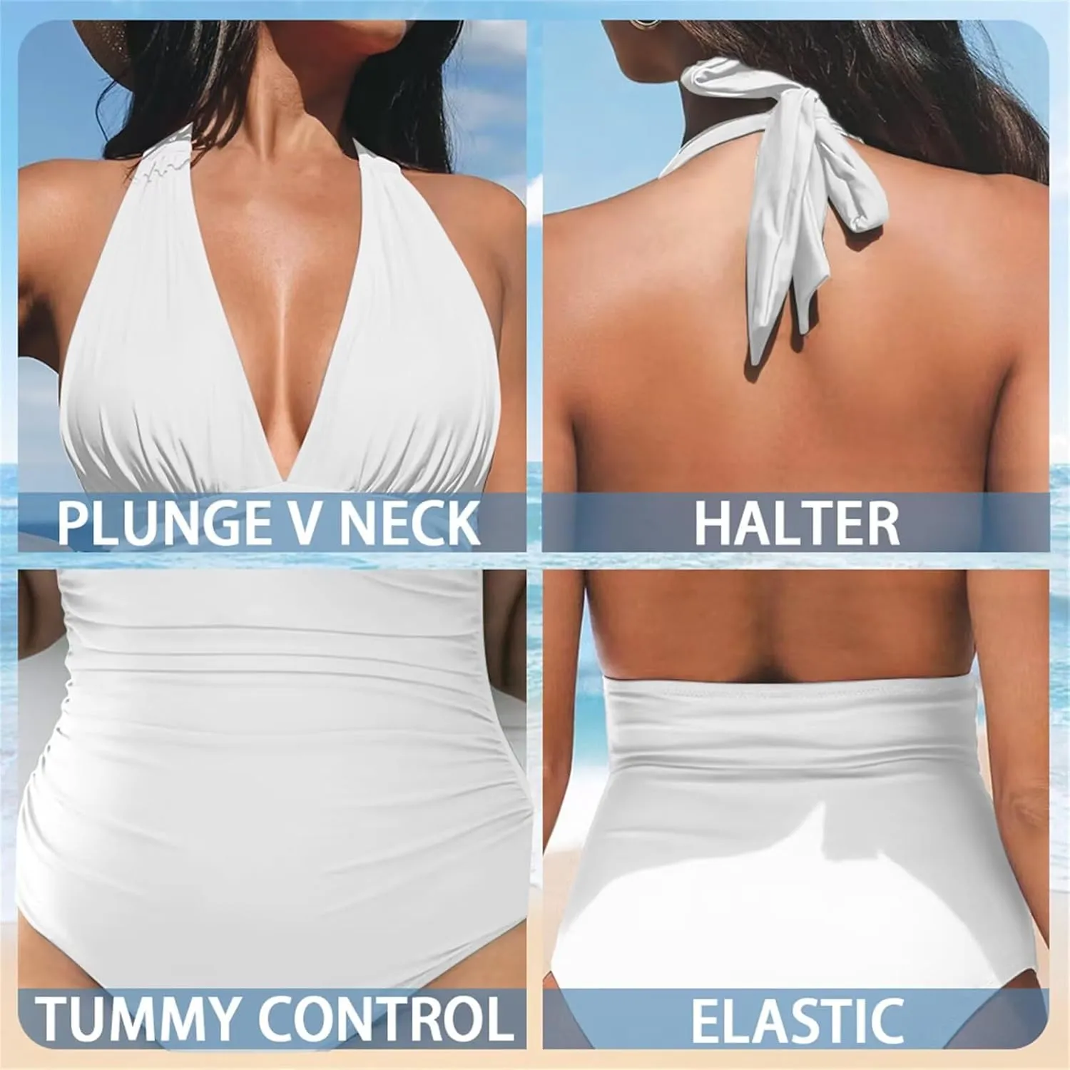Womens One Piece Swimsuit Cutout High Cut Bathing Suits Tummy Control Monokini Swimwear