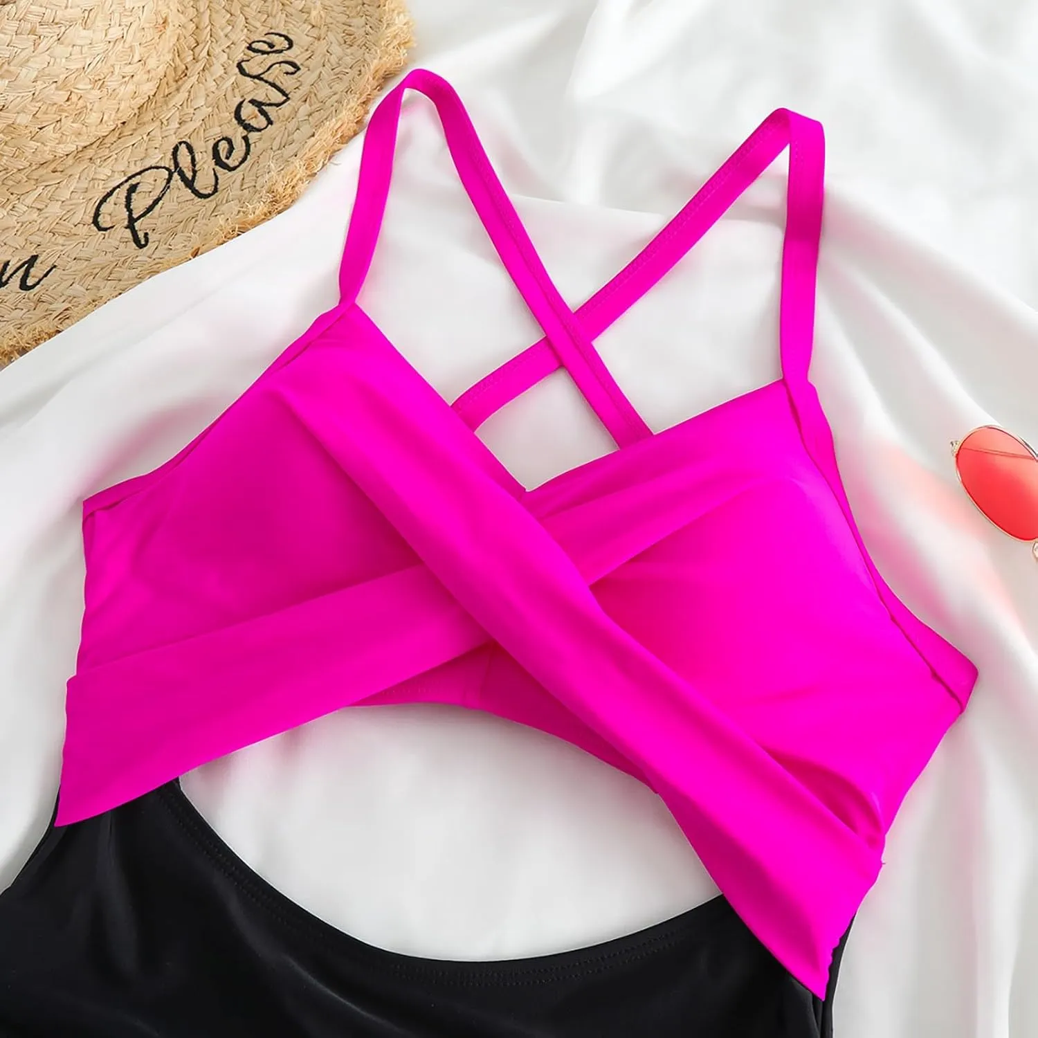 Womens One Piece Swimsuit Tummy Control Backless Bathing Suits Front Cross High Cut Monokini Ruched Swimwear