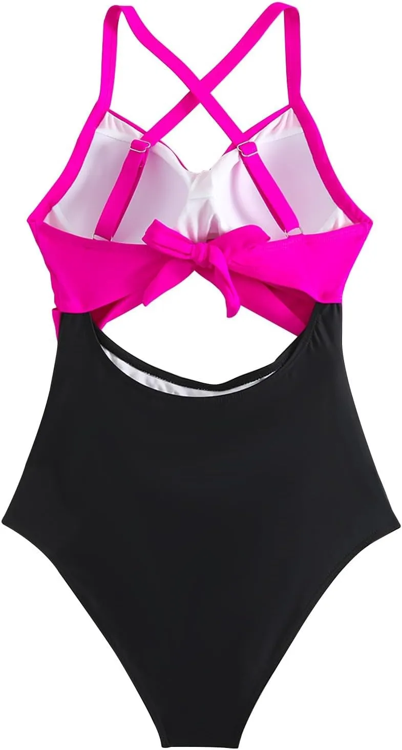 Womens One Piece Swimsuit Tummy Control Backless Bathing Suits Front Cross High Cut Monokini Ruched Swimwear