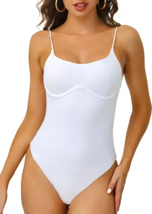 Women's One Piece Swimsuits Control High Cut Backless Bathing Sports Adjustable Strap Bathing