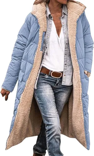 Womens Parka and Long Winter Jackets Double Faced Long Sleeve Hooded Down Jacket Womens Winter Jacket Women'S Winter