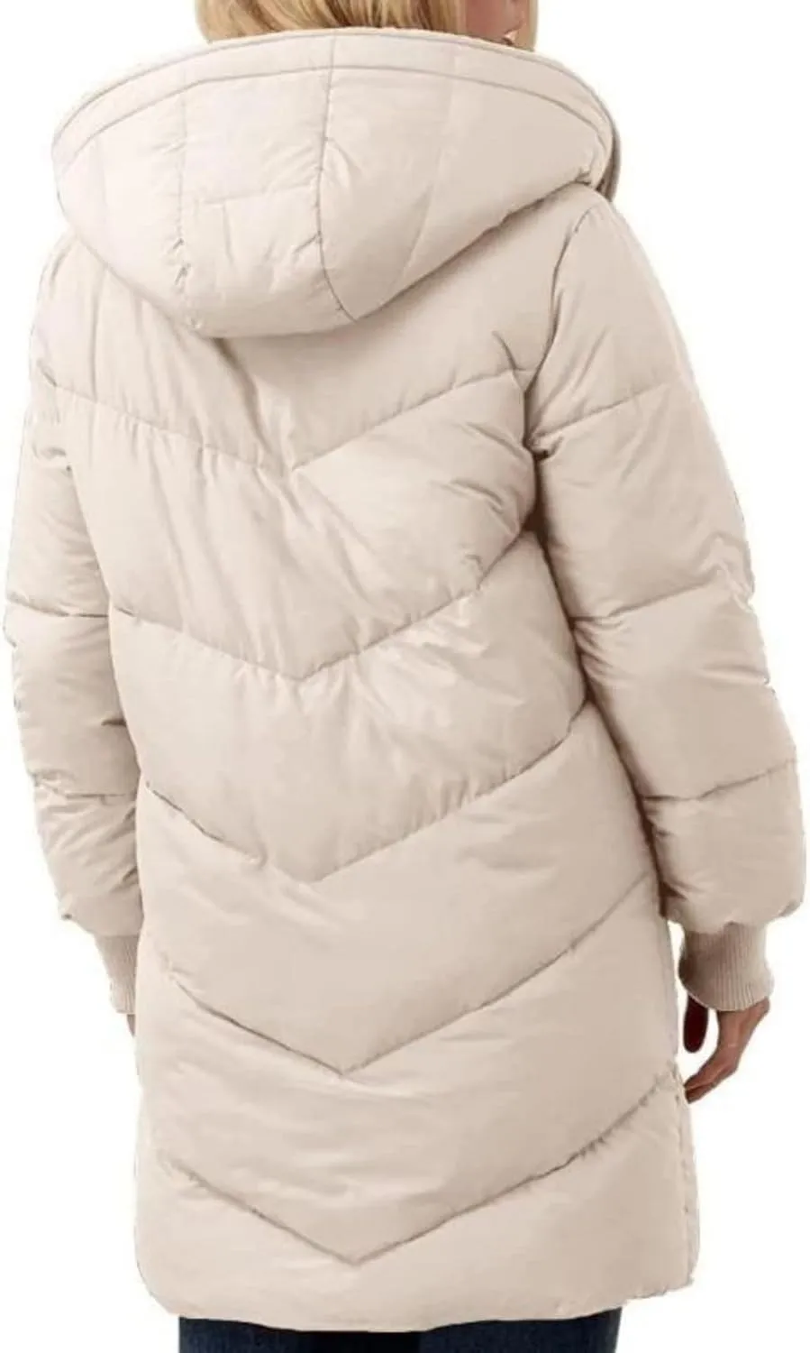 Women's Puffer Jacket Zipper Button Hooded Down Jacket Sherpa Fleece Lined Thickened Jacket Winter Warm Down Coat