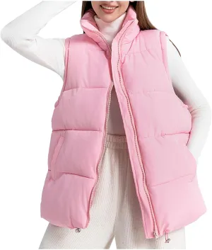 Women's Puffer Vest Sleeveless Lightweight Bomber Jacket Packable Sherpa Down Coat Warm Quilted Vest with Pocket