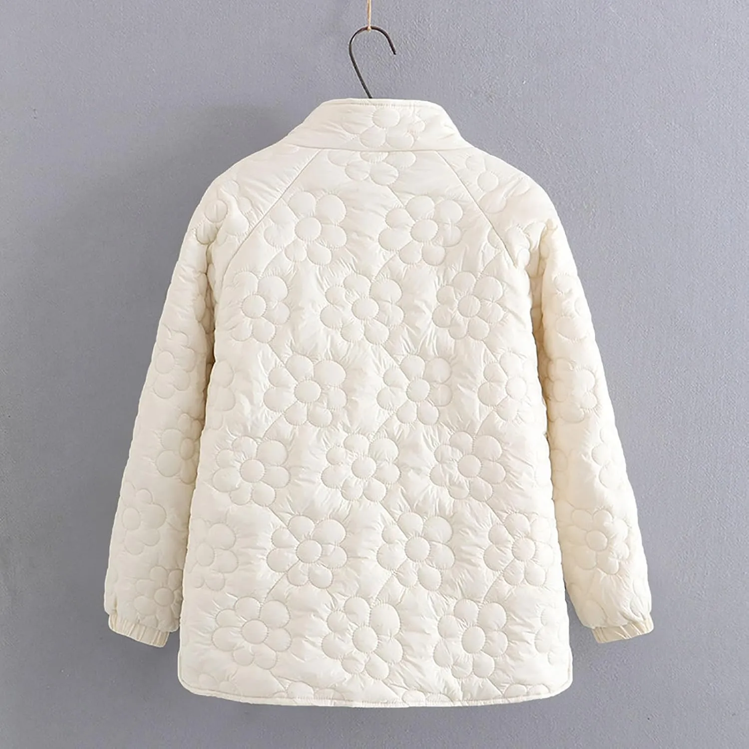 Womens Quilted Jacket Floral Print Cropped Quilted Coat Winter Warm Button Down Puffer Jacket Coat With Pockets