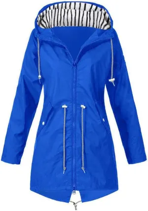 Womens Rain Jacket Raincoat Windbreaker Zipper Hoodies Raincoats Waterproof Lightweight Outdoor Rain Coats with Pocket