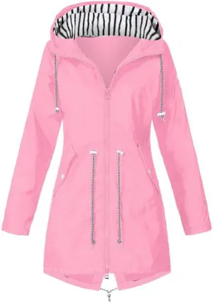 Womens Rain Jacket Raincoat Windbreaker Zipper Hoodies Raincoats Waterproof Lightweight Outdoor Rain Coats with Pocket