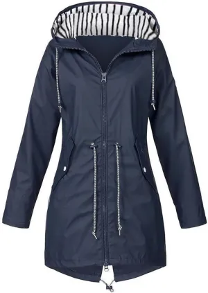 Womens Rain Jacket Raincoat Windbreaker Zipper Hoodies Raincoats Waterproof Lightweight Outdoor Rain Coats with Pocket