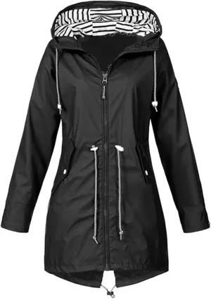 Womens Rain Jacket Raincoat Windbreaker Zipper Hoodies Raincoats Waterproof Lightweight Outdoor Rain Coats with Pocket