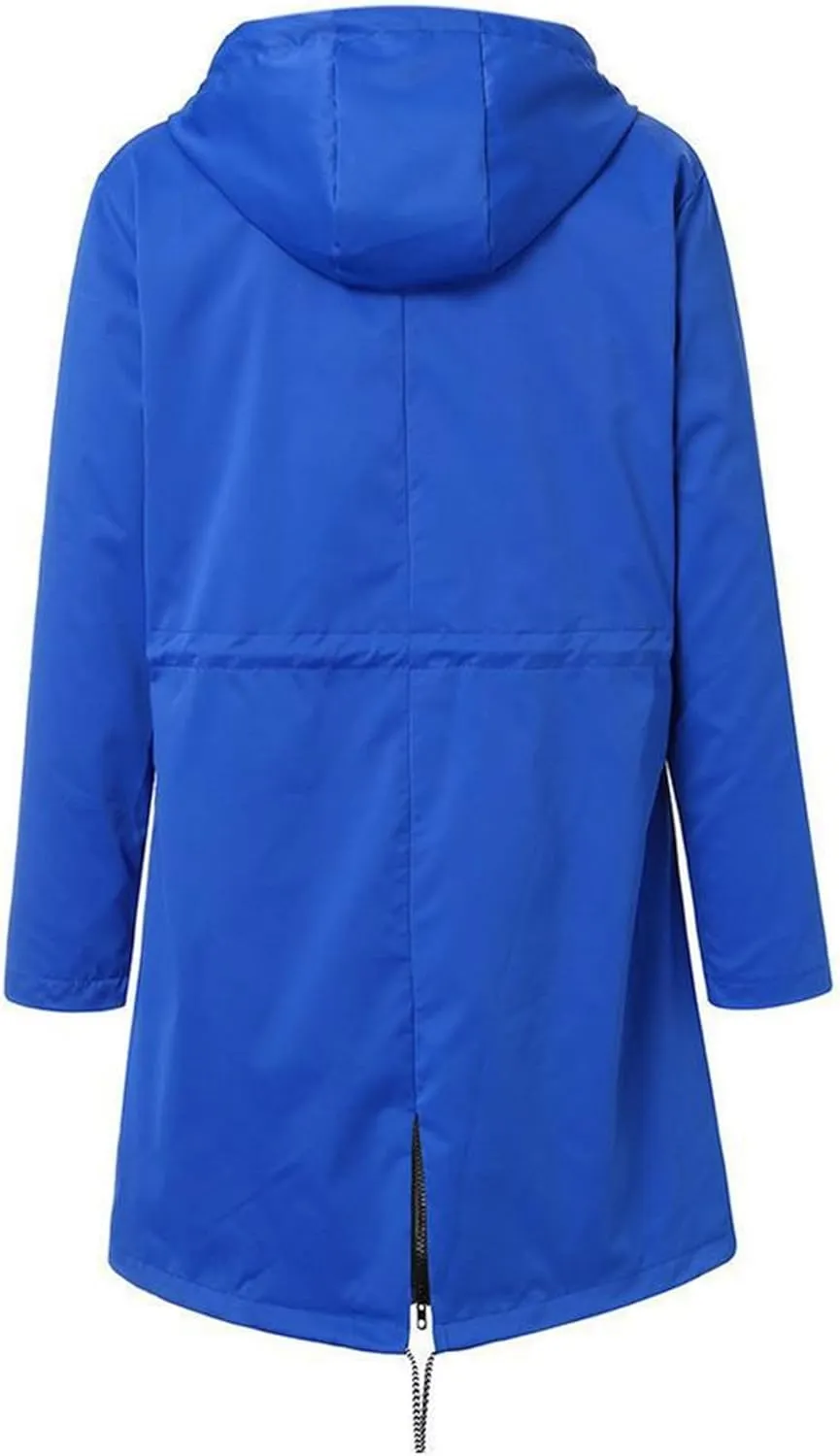 Womens Rain Jacket Raincoat Windbreaker Zipper Hoodies Raincoats Waterproof Lightweight Outdoor Rain Coats with Pocket