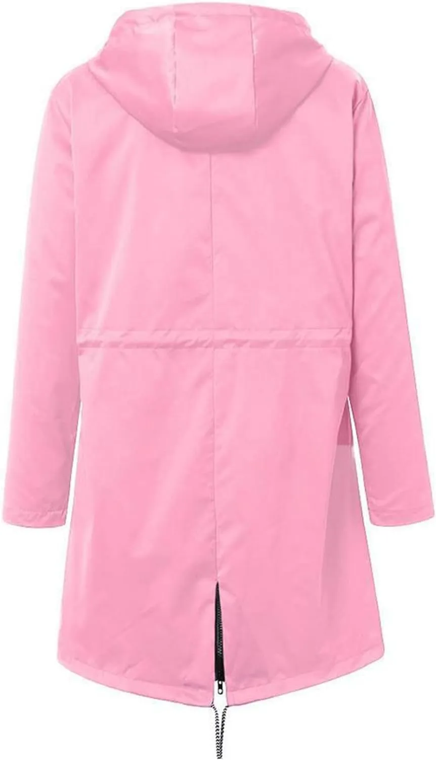 Womens Rain Jacket Raincoat Windbreaker Zipper Hoodies Raincoats Waterproof Lightweight Outdoor Rain Coats with Pocket