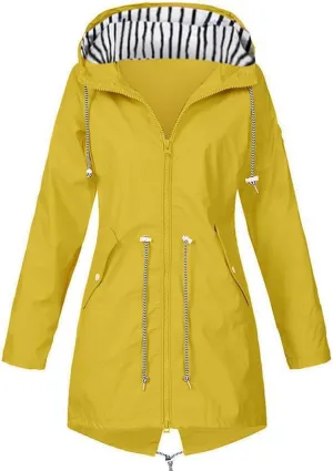 Womens Rain Jacket Raincoat Windbreaker Zipper Hoodies Raincoats Waterproof Lightweight Outdoor Rain Coats with Pocket