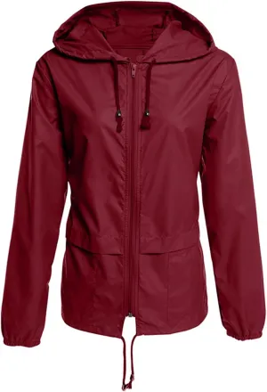 Womens Rain Jacket with Hood Lightweight Waterproof Raincoats Packable Outdoor Hooded Windbreaker Rain Coats Pockets