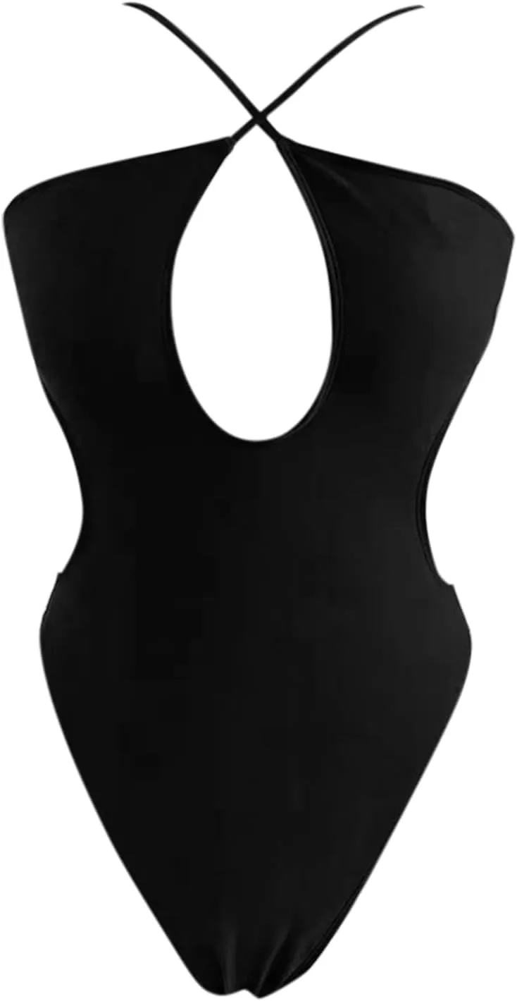 Womens Sexy One Piece Swimsuits Tummy Control Bathing Suits High Cut Out Cute Ladies Swimwear Backless Monokinis