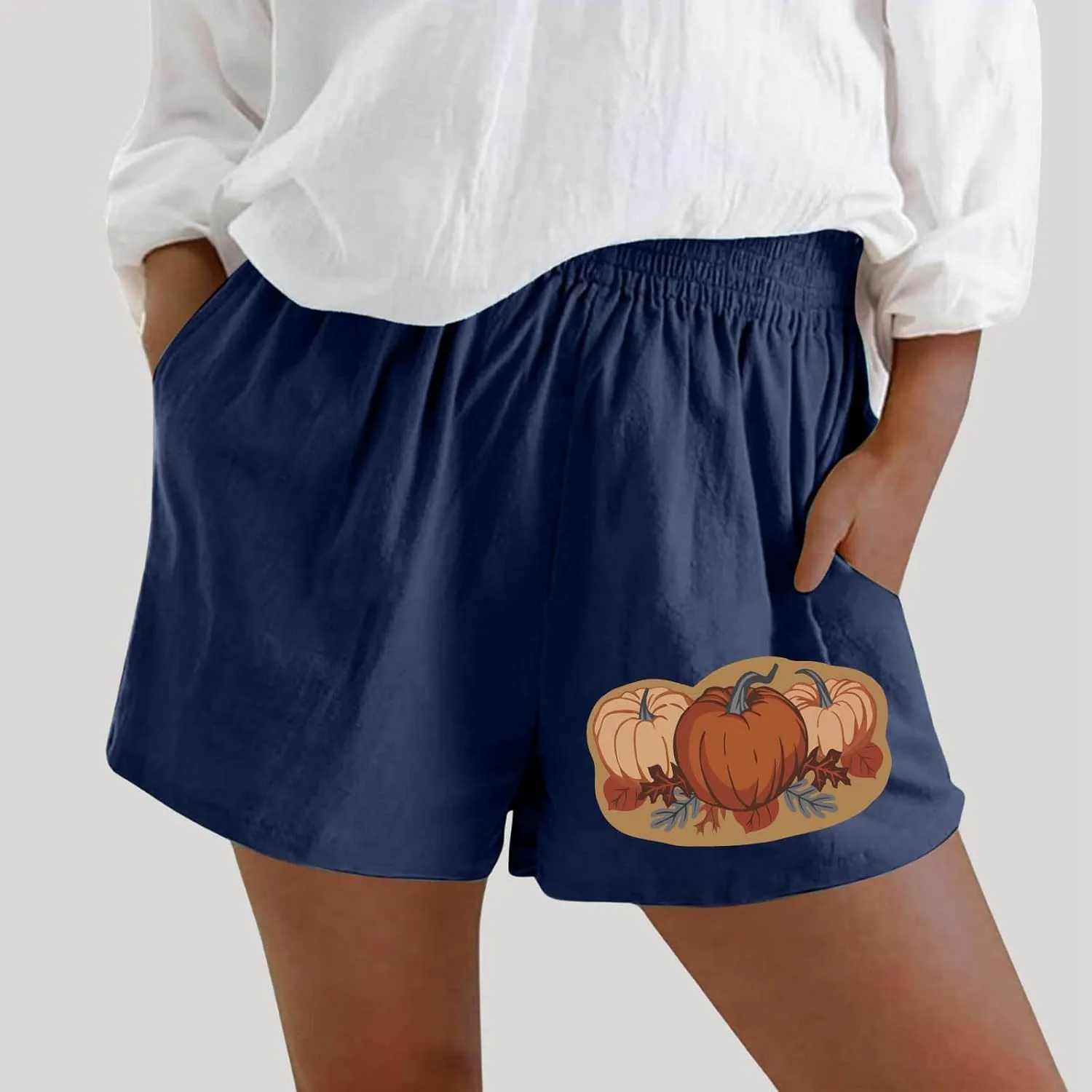 Women's Shorts Trendy Printed with Pockets Summer Casual Drawstring Shorts Beach Elastic Waist Vacation Wear