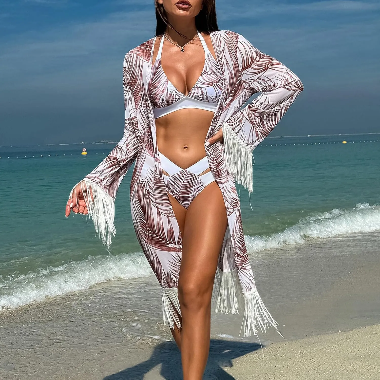 Women's Swimming Suit Floral Print Bikini Set One Pieces Cover Up Set or Bra with Cutout Shorts Sarong Bathing Suit
