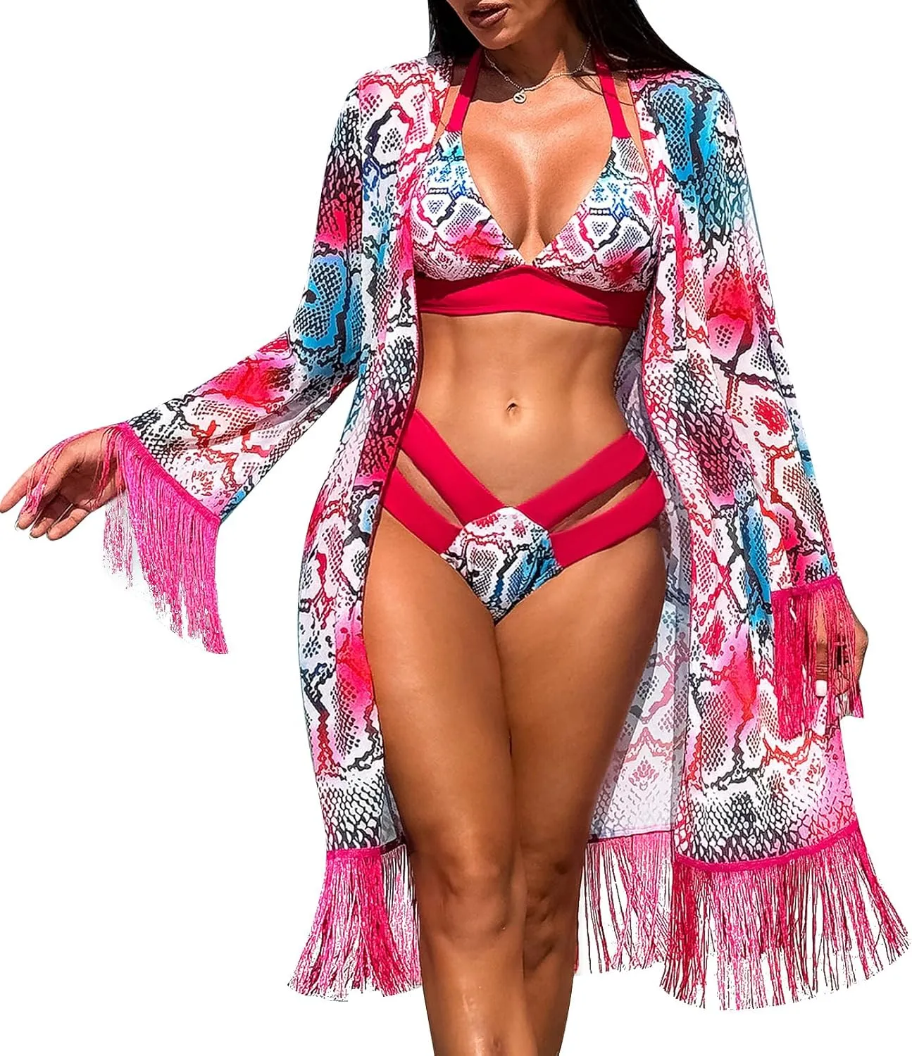 Women's Swimming Suit Floral Print Bikini Set One Pieces Cover Up Set or Bra with Cutout Shorts Sarong Bathing Suit