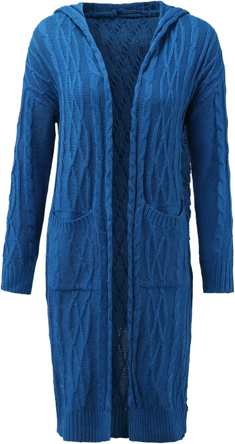 Women's Trench Coat Large Women Pocket Sweater Breasted Cardigan Hood Sleeves Women's Coat Woman Coat Wool Coats for